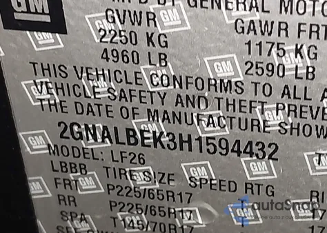 2017 Chevrolet Equinox Ls из США, поврежденный, VIN 2GNALBEK3H1594432